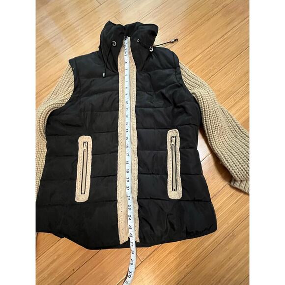 Montanaco Puffer Vest Knit Sweater Sleeves Transitional Hobbit Cottage Grandma - Picture 7 of 16